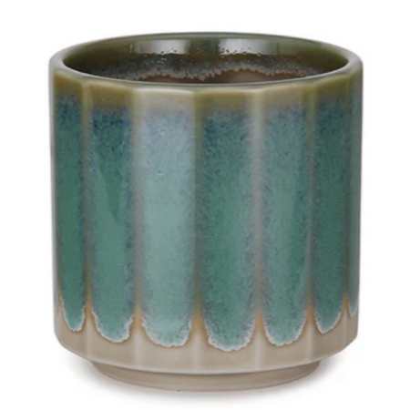Japanese Handmade Yunomi Style Tea Cup Reactive Glaze 10 fl oz Teal Brown by Urban Tokyo