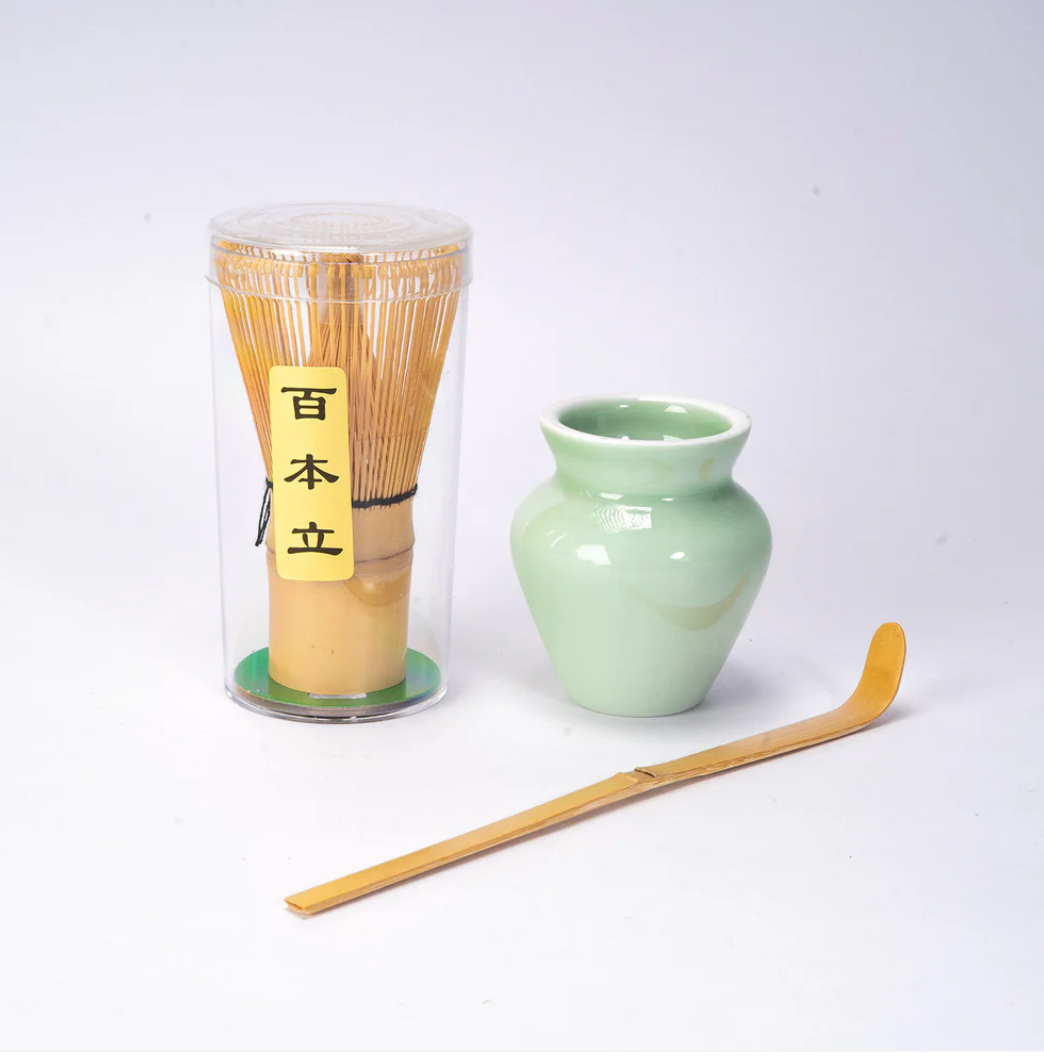 Matcha Whisk Light Green Stand, Chasen and Scoop Set
