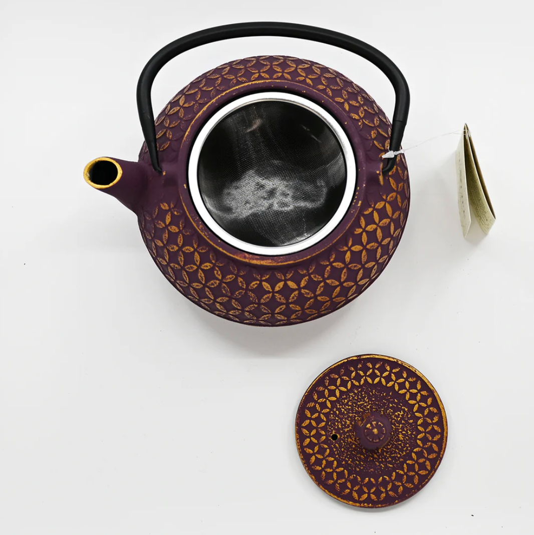 Purple Shippo Design 32oz Cast Iron Tea Pot by Urban Tokyo
