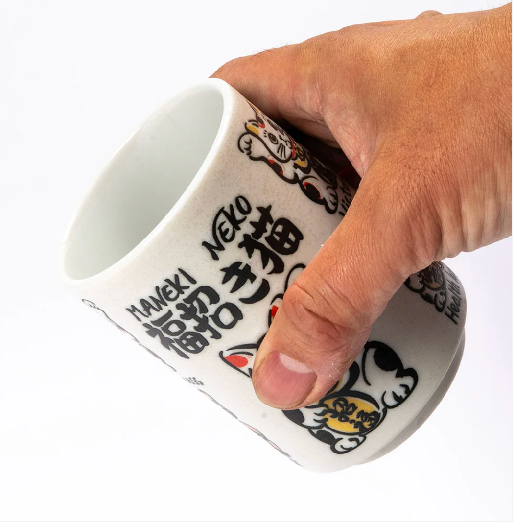 Japanese Lucky Cat Yunomi Style Tea Cup Reactive Glaze 9 fl oz by Urban Tokyo