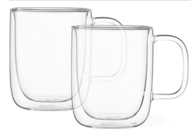 Classic Double Wall Glass Mugs by VIVA Scandinavia- Set Of 2