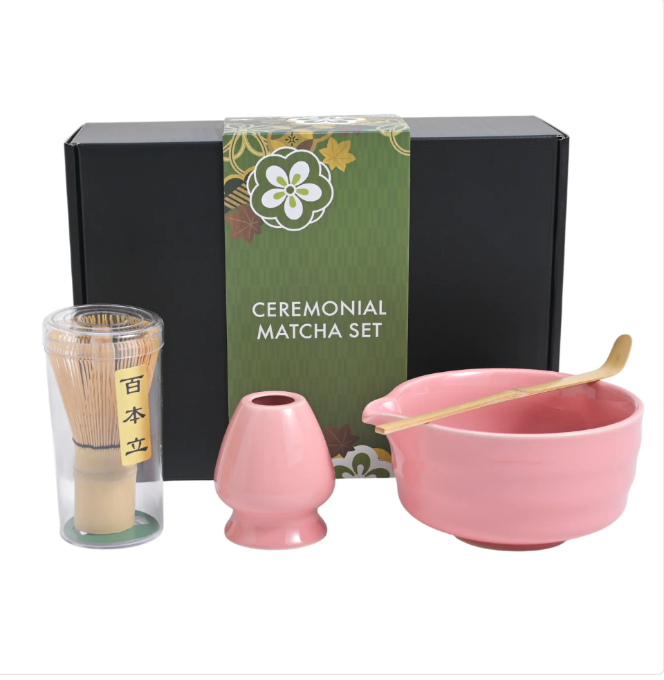 4 Piece Ceremonial Matcha Bowl Whisk Stand and Scoop Set by Urban Tokyo