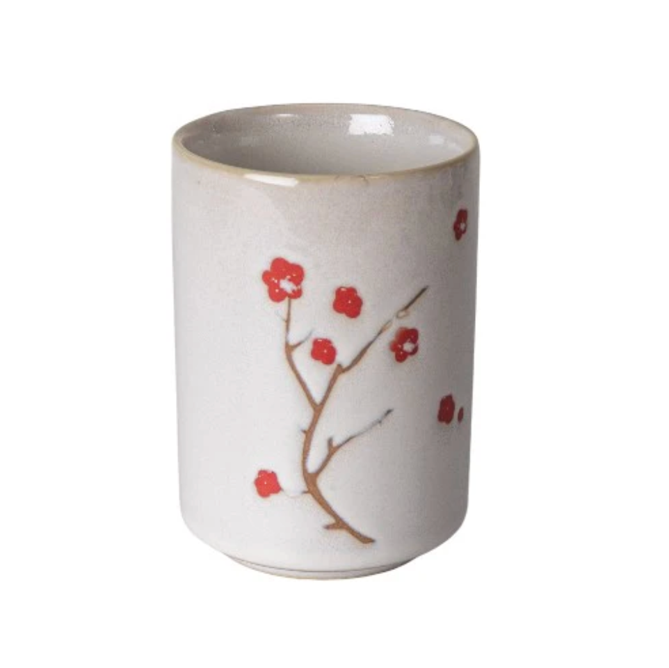 Ume Plum Blossoms Yunomi Style Tea Cup Reactive Glaze 10 fl oz by Urban Tokyo