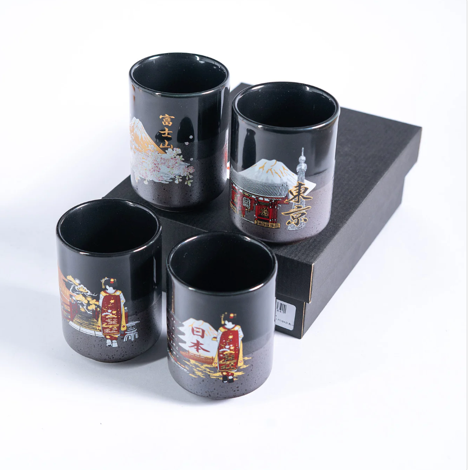 4 Piece Tea Cups Gift Set Scenery by Urban Tokyo