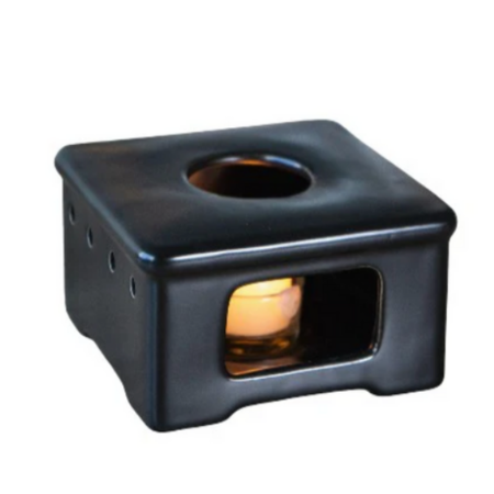 Ceramic Teapot Tea Light Candle Warmer-Black