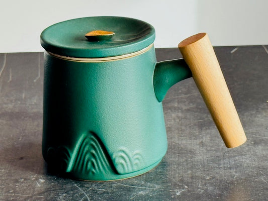 13oz Tea Mugs with Lid and Infuser for Loose Leaf Tea Mountain Range-Green by Urban Tokyo