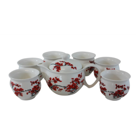Cherry Blossom Red Tea Set-6 cup