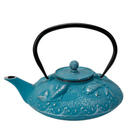 Blue Koi Fish Design 27oz Cast Iron Teapot by Urban Tokyo