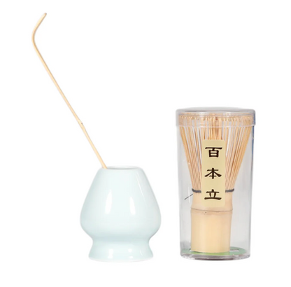 Matcha Whisk Light Blue Stand, Chasen and Scoop Set