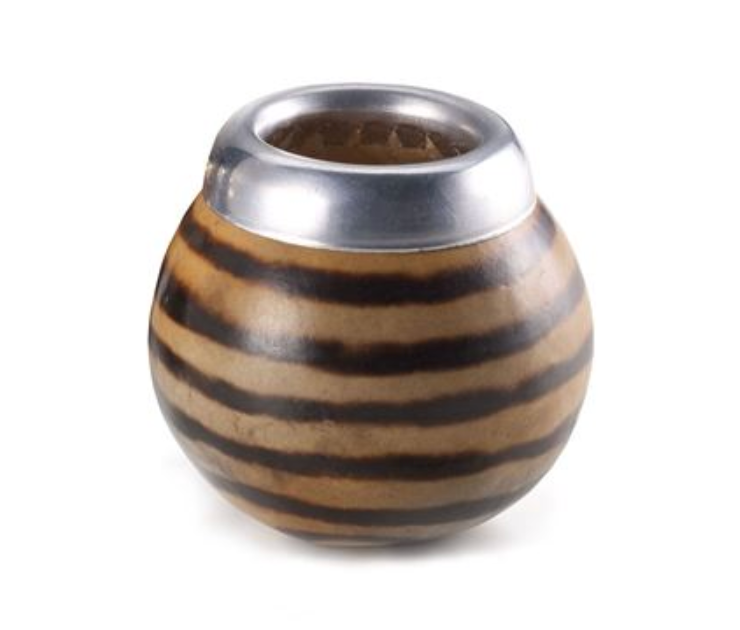 Calabash (mate gourd) with lid: Marbleized