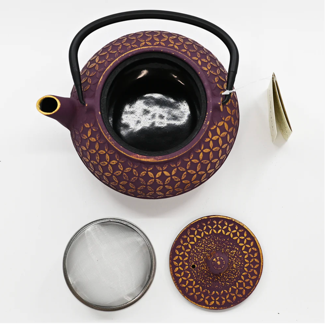 Purple Shippo Design 32oz Cast Iron Tea Pot by Urban Tokyo