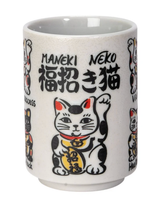 Japanese Lucky Cat Yunomi Style Tea Cup Reactive Glaze 9 fl oz by Urban Tokyo