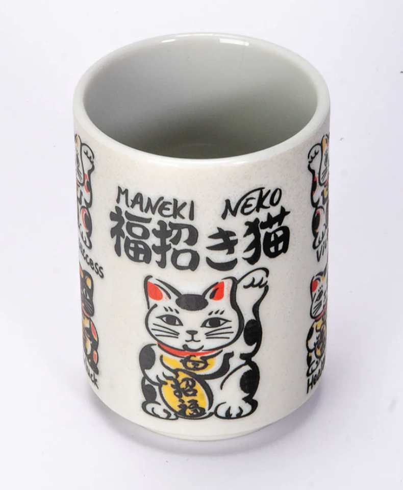 Japanese Lucky Cat Yunomi Style Tea Cup Reactive Glaze 9 fl oz by Urban Tokyo