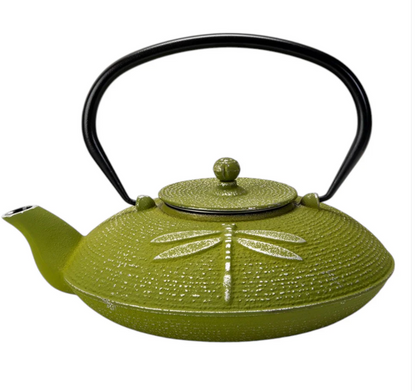 Green Dragonfly Design 37oz Cast Iron Tea Pot by Urbban Tokyo