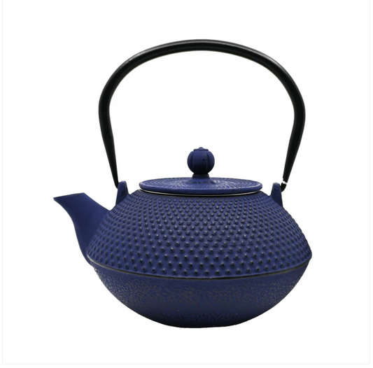 Blue Hobnail Design 44oz Cast Iron Tea Pot by Urban Tokyo