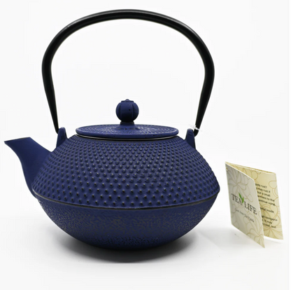 Blue Hobnail Design 44oz Cast Iron Tea Pot by Urban Tokyo