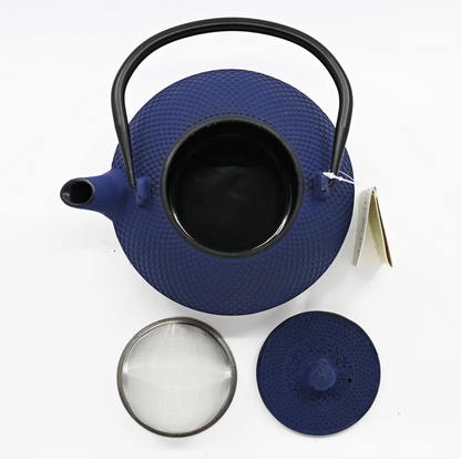 Blue Hobnail Design 44oz Cast Iron Tea Pot by Urban Tokyo