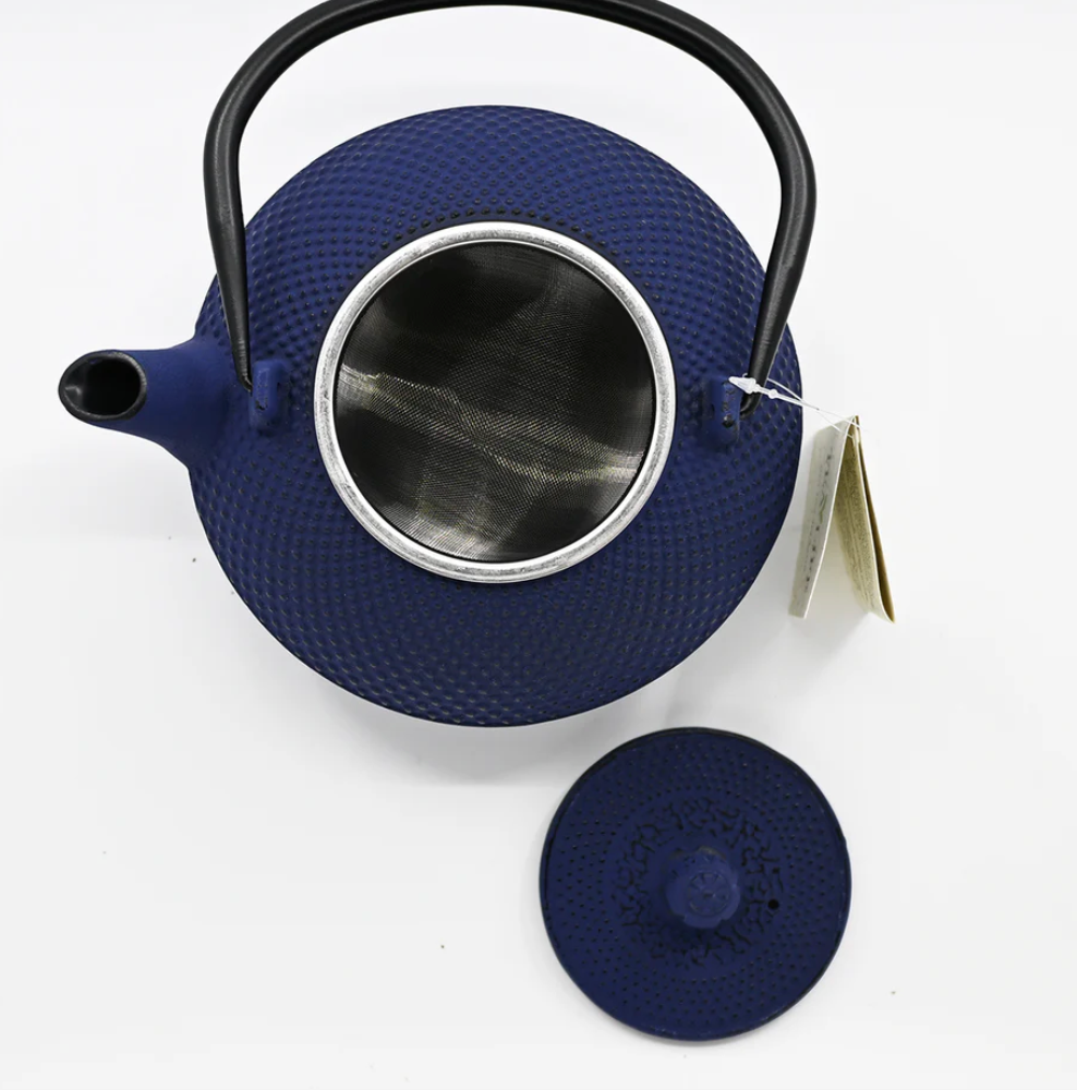 Blue Hobnail Design 44oz Cast Iron Tea Pot by Urban Tokyo