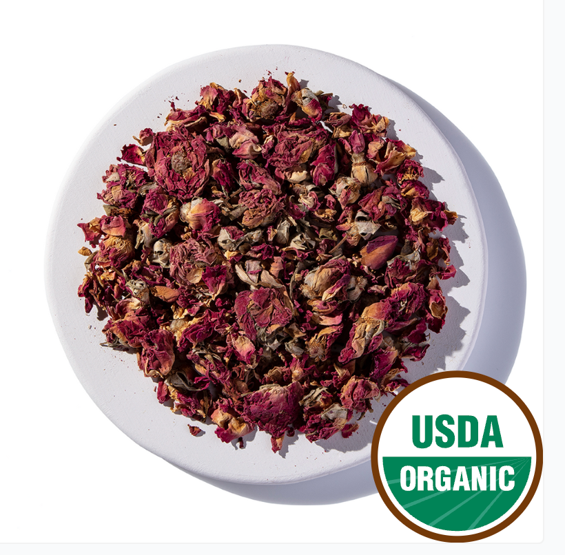 Red Rose Buds And Petals, Organic