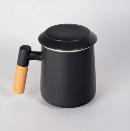13oz Tea Mugs with Lid and Infuser for Loose Leaf Tea-Black by Urban Tokyo
