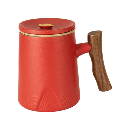 15oz Zen Tea Mugs with Lid and Infuser-Red by Urban Tokyo