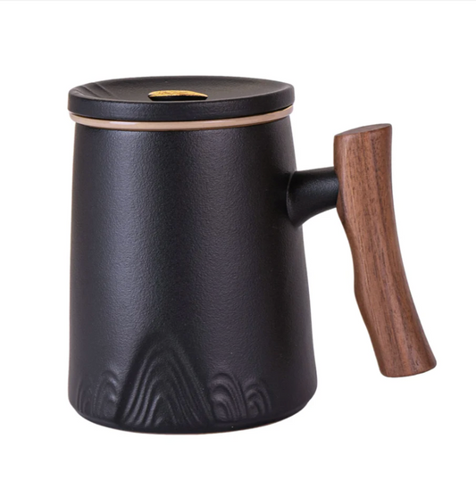 15oz Tea Mugs with Lid and Infuser for Loose Leaf Tea: Black by Urban Tokyo