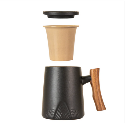 15oz Tea Mugs with Lid and Infuser for Loose Leaf Tea: Black by Urban Tokyo