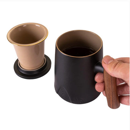 15oz Tea Mugs with Lid and Infuser for Loose Leaf Tea: Black by Urban Tokyo