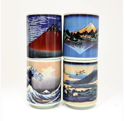4 Piece Hokusai Tea Cups Gift Set