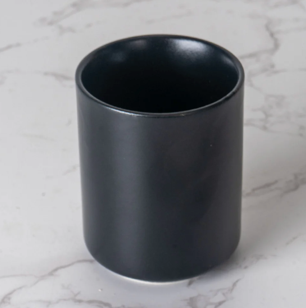 Panda Yunomi Style Tea Cup Black Matte Glaze 4 fl oz