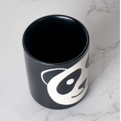 Panda Yunomi Style Tea Cup Black Matte Glaze 4 fl oz