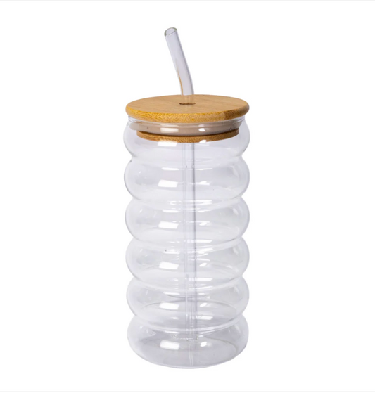 16oz Glass Tea Cup with Lid and Straw by Urban Tokyo