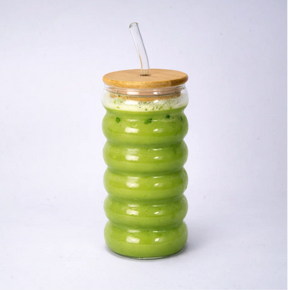 16oz Glass Tea Cup with Lid and Straw by Urban Tokyo