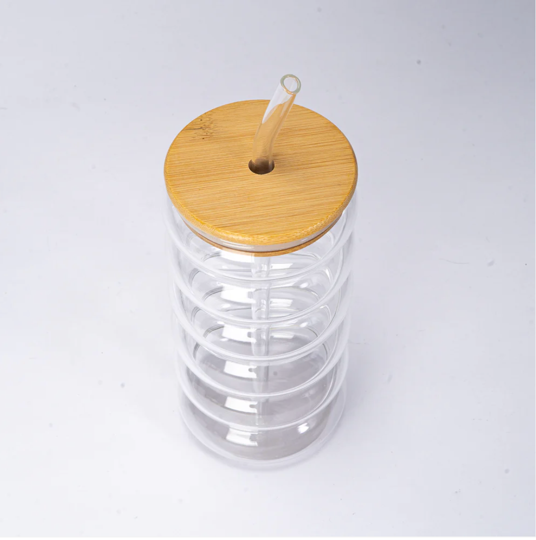 16oz Glass Tea Cup with Lid and Straw by Urban Tokyo