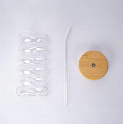 16oz Glass Tea Cup with Lid and Straw by Urban Tokyo
