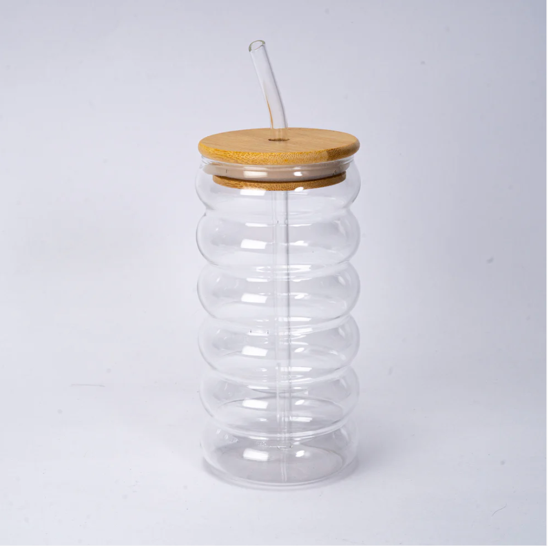 16oz Glass Tea Cup with Lid and Straw by Urban Tokyo