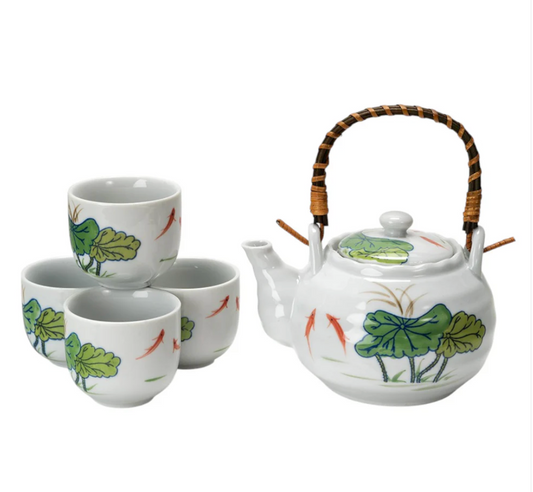 Koi Lotus Tea Set 22oz Tea Pot with 4 Cups by Urban Tokyo