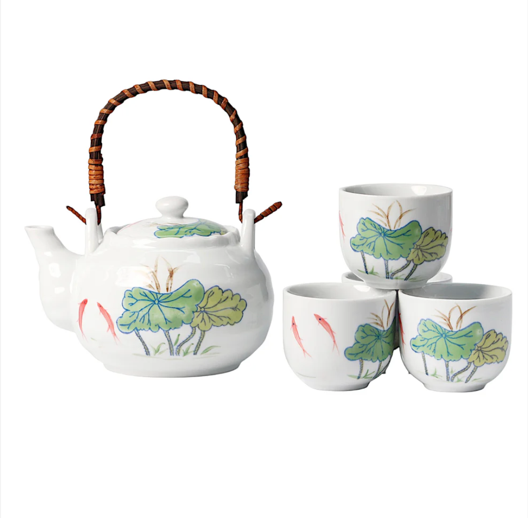 Koi Lotus Tea Set 22oz Tea Pot with 4 Cups by Urban Tokyo