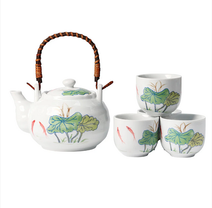 Koi Lotus Tea Set 22oz Tea Pot with 4 Cups by Urban Tokyo