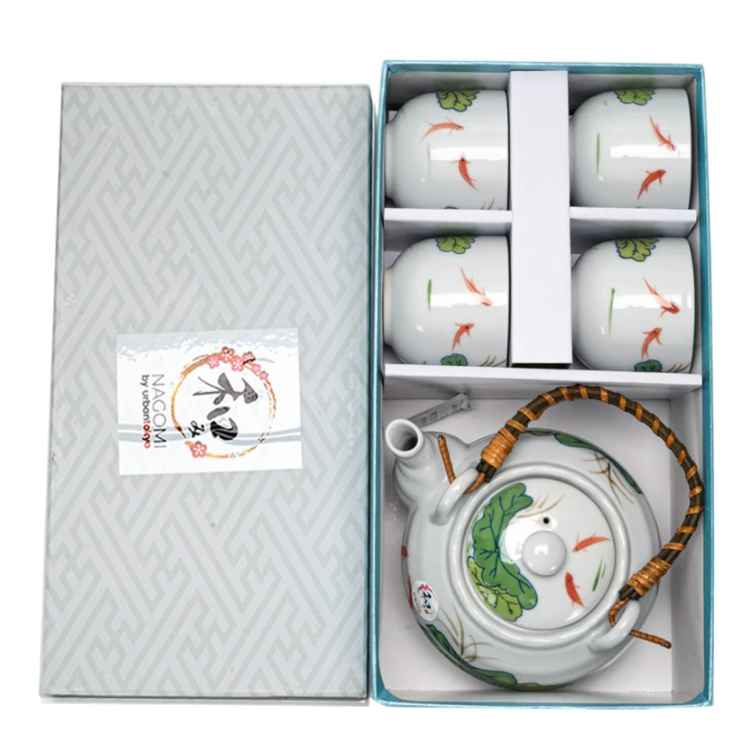 Koi Lotus Tea Set 22oz Tea Pot with 4 Cups by Urban Tokyo