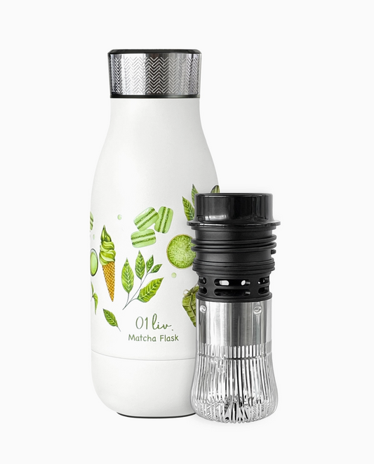 Stainless Steel 350ml/11oz Matcha Flask-White by 01Living