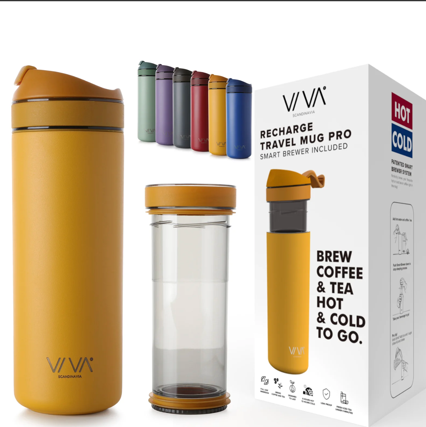 Recharge Pro Tea Tumbler by VIVA-Mustard