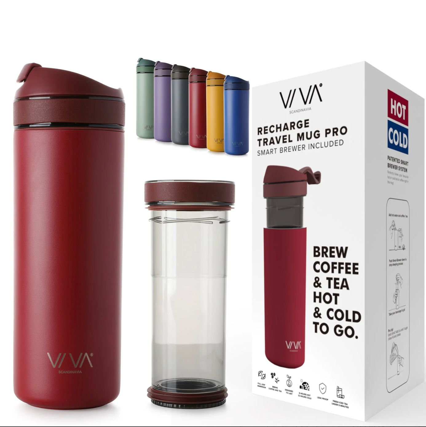 Recharge Pro Tea Tumbler by Viva-Raspberry