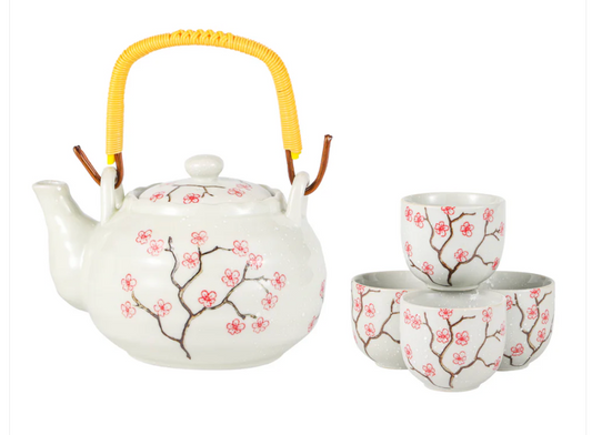 Sakura Cherry Blossoms Tea Set 22oz Tea Pot with 4 Cups by Urban Tokyo