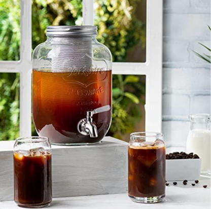 Cold Brew One Gallon Drink Dispenser & Premium Stainless Steel Weaved Mesh Coffee Filter & Spigot