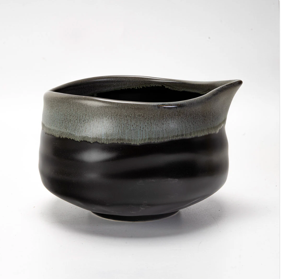 Matcha Set 20oz Porcelain Latte Bowl with Whisk and Scoop Gray Black by Urban Tokyo