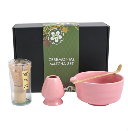 4 Piece Ceremonial Matcha Bowl Whisk Stand and Scoop Set by Urban Tokyo