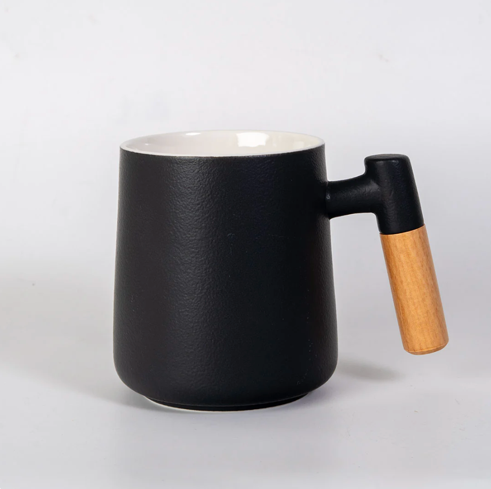 15oz Wood Handle Tea Mugs with Lid and Infuser for Loose Leaf Tea