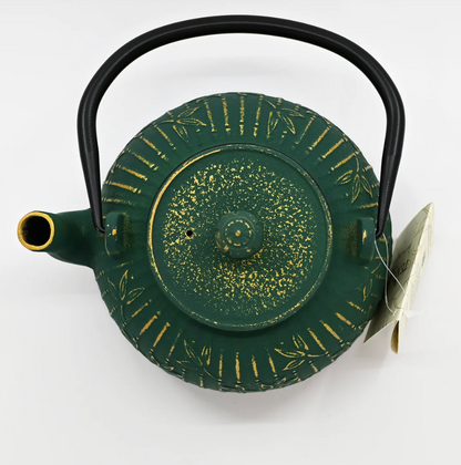 Green Bamboo Design 32oz Cast Iron Tea Pot by Urban Tokyo