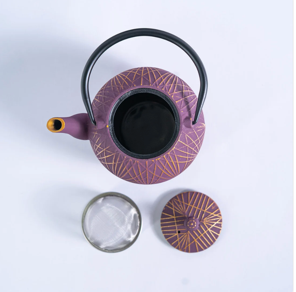 Purple Yarn Design 28oz Cast Iron Tea Pot by Urban Tokyo